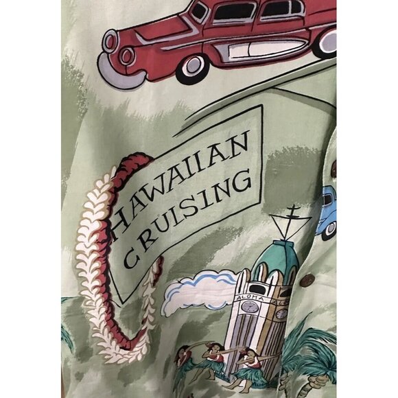 Hawaiian Shirt Silk Traders XL Short Sleeve Cars Hula Girl Dance Hawaii USA - Picture 6 of 8